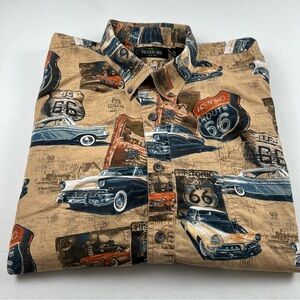RedHead Men's Shirt 2XL Route 66 50s Classic Cars Corvette Ford Studebaker Chevy